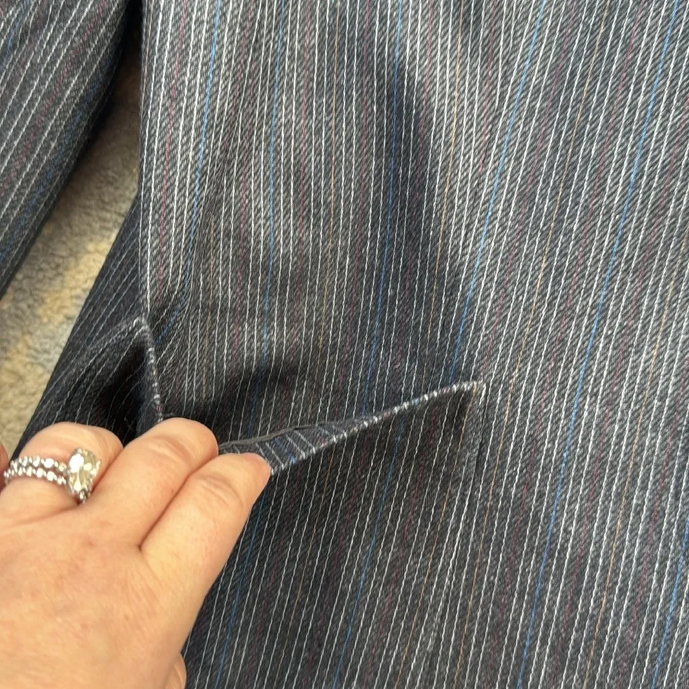 Vintage Gilmor Pinstripe Skirt Suit Set Gray 16 - Image 10