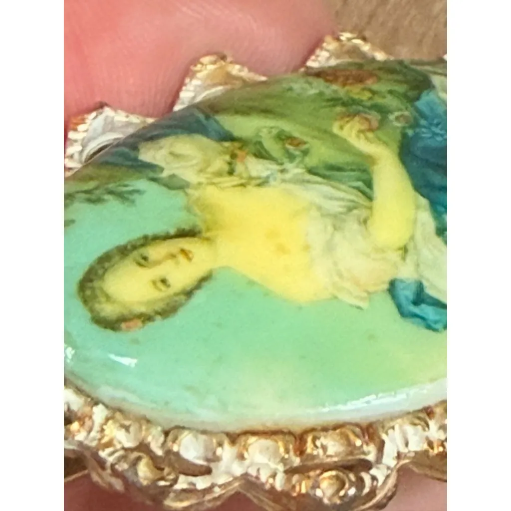 Vintage Oval Portrait Brooch With Gold - Image 7