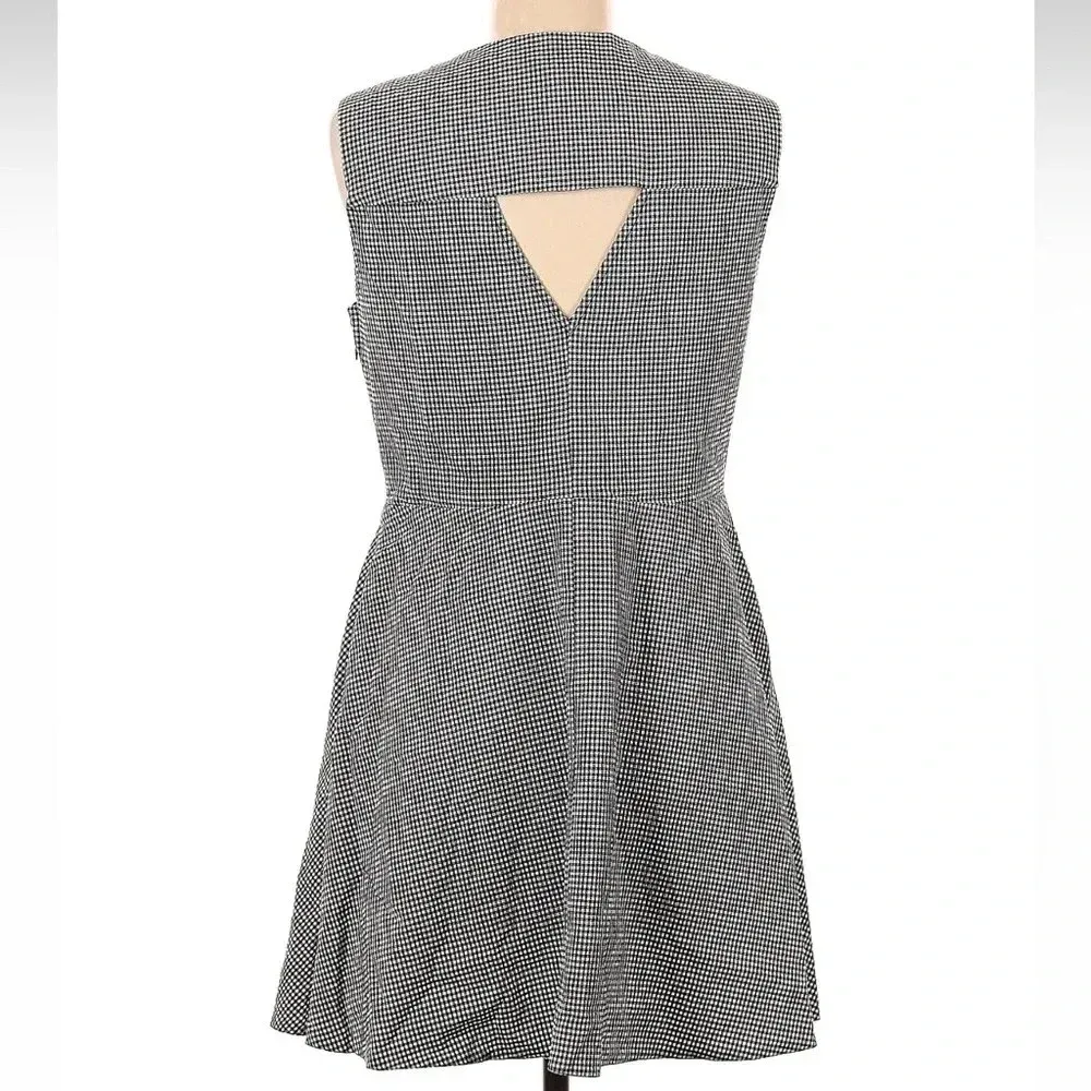 Topshop Black White Gingham Seersucker Sleeveless Skater Dress Size 8 Rockabilly - Image 7