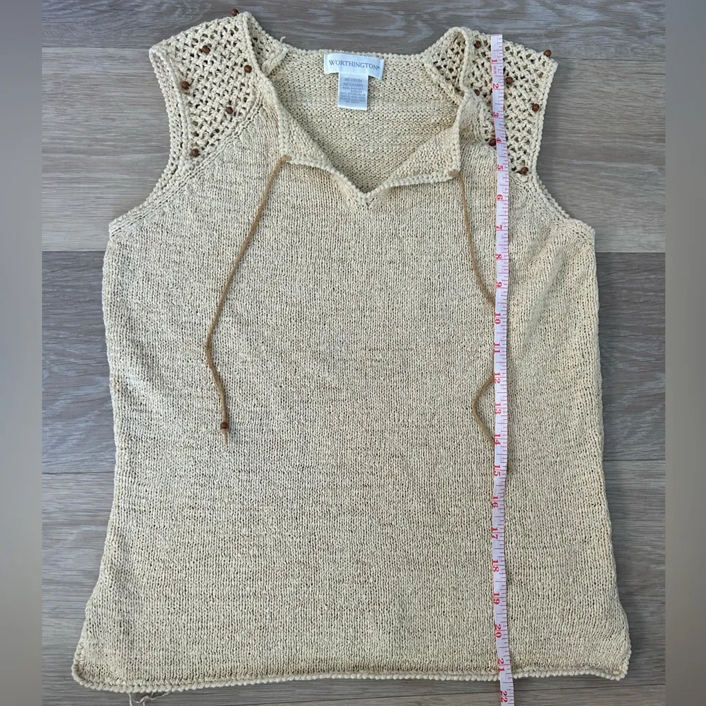 Worthington Crochet Shoulder Knit Tank Top — Medium - Image 6
