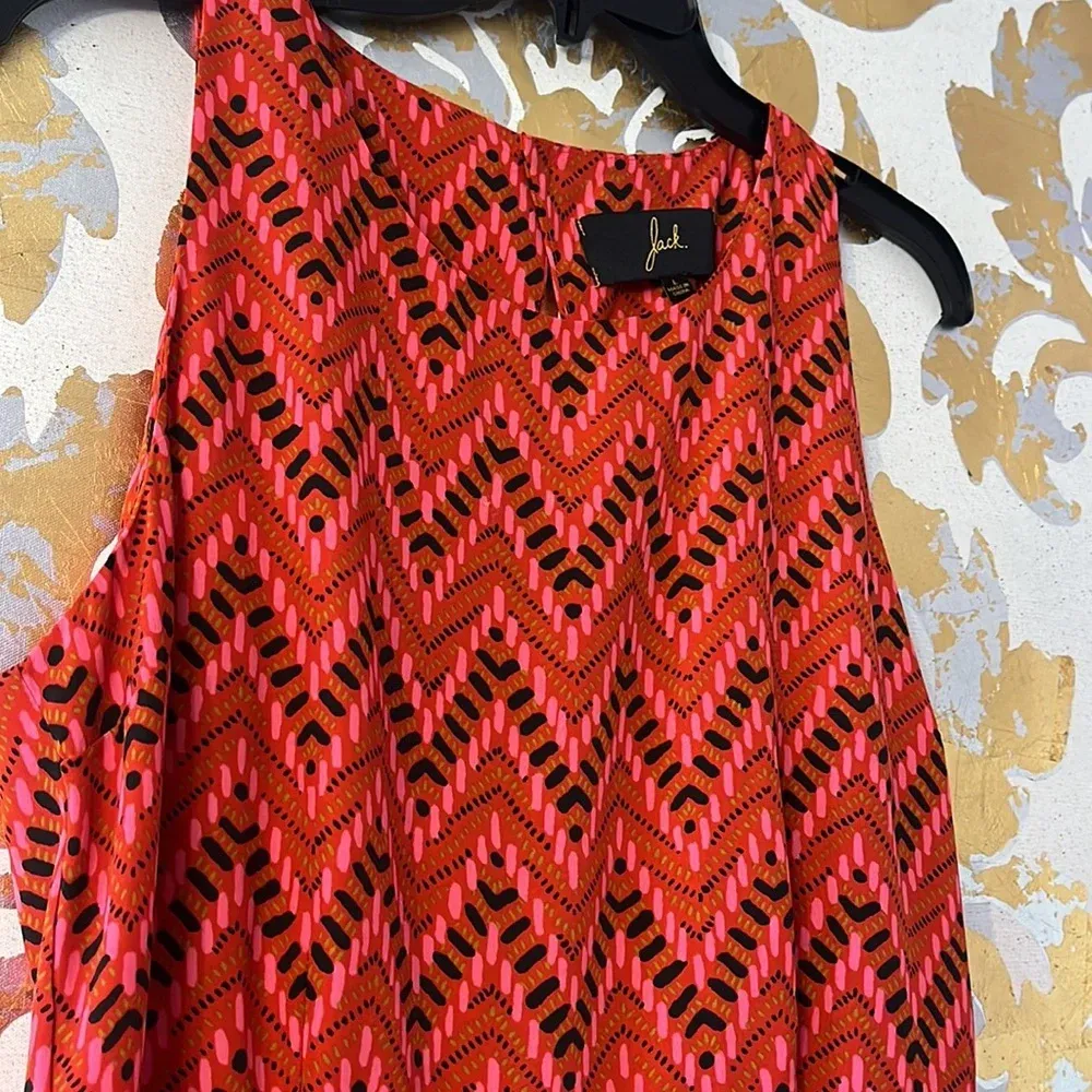 Jack B.B. Dakota Size Large Red Chevron Print Tank Dress - Image 3