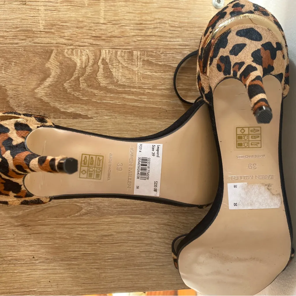 Karen Millen Leopard Calf Hair Ankle Strap Size 39 - Image 10