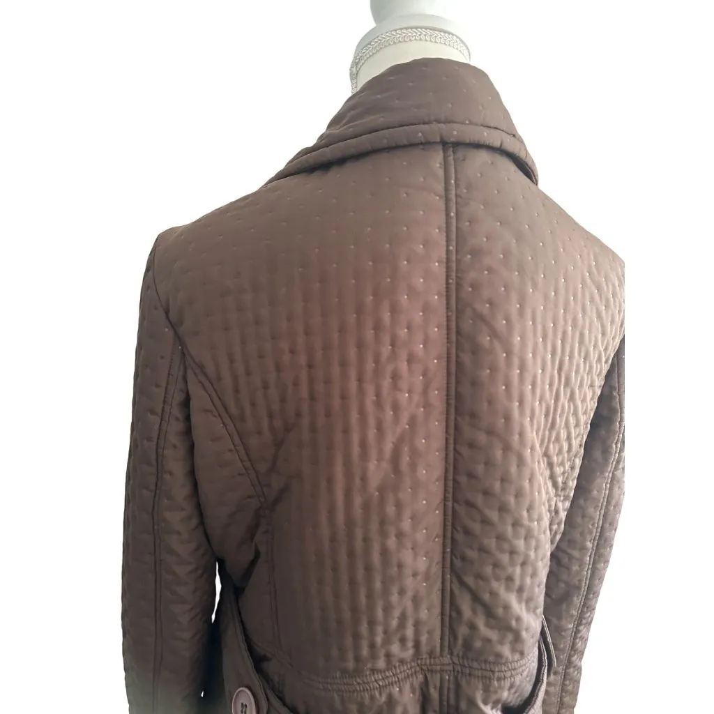 JONES NEW YORK Brown Double Breasted Coat Jacket Size Medium - Image 4