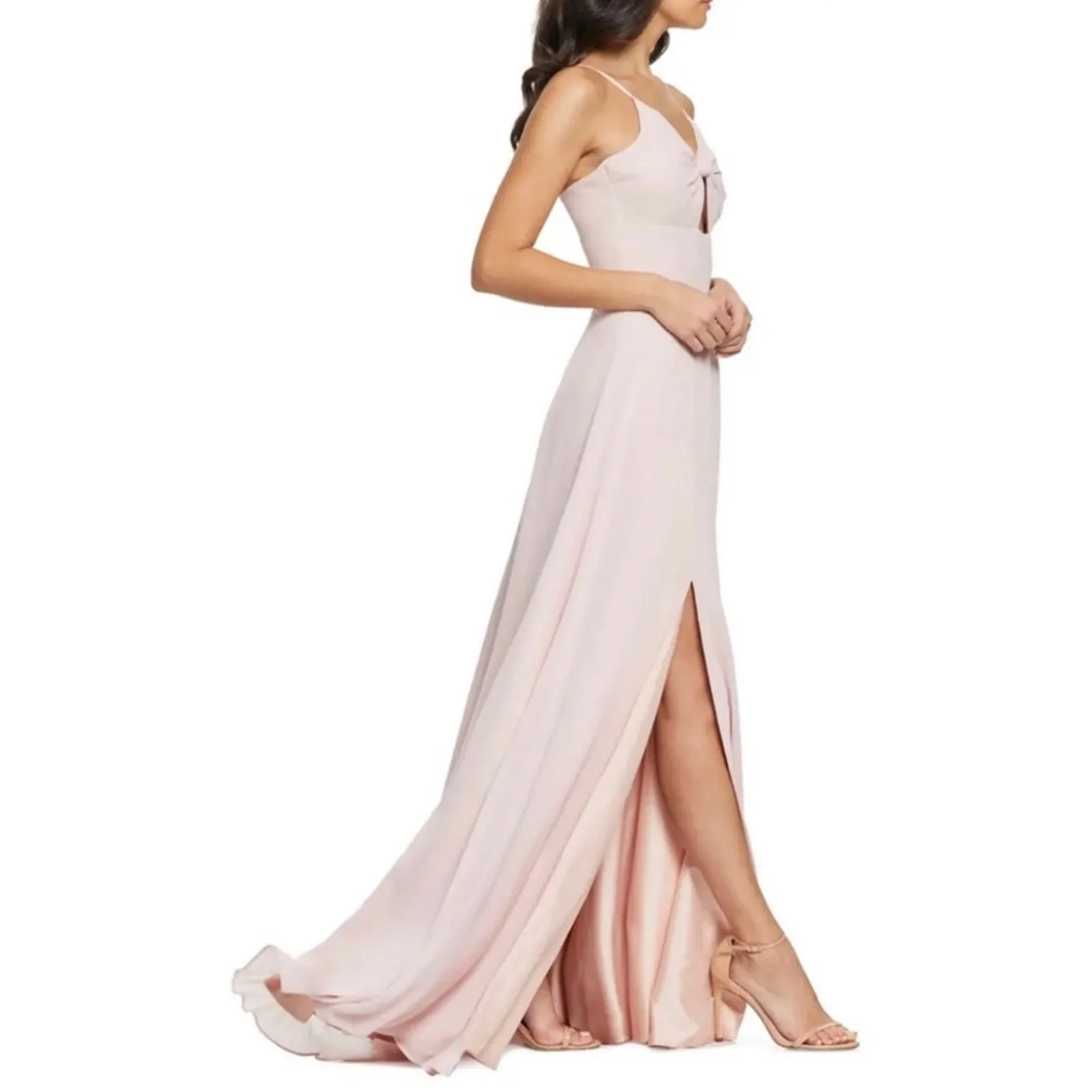 Dress the Population Cambria Tie Bodice Gown Maxi Dress in Light Pink - Image 3