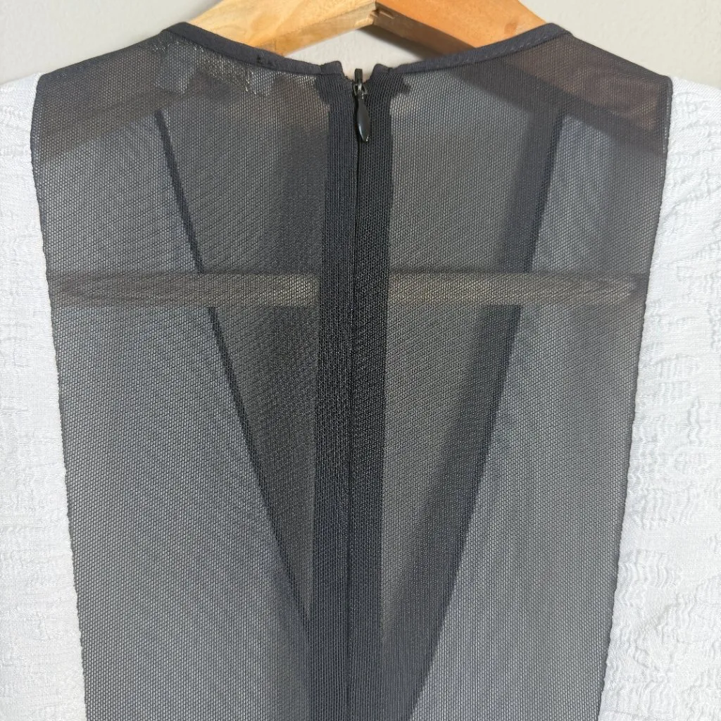 Maje Reese Mesh Paneled Matelasse Mini Dress Womens 1 Small White Black Cocktail - Image 10