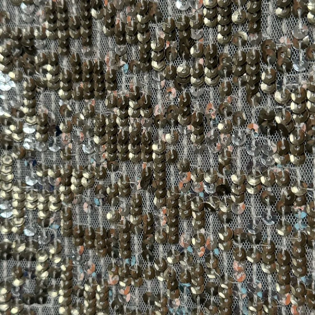 J CREW Silver & Gold Sequin Adjustable Spaghetti Strap Tank Viscose Size Medium - Image 3