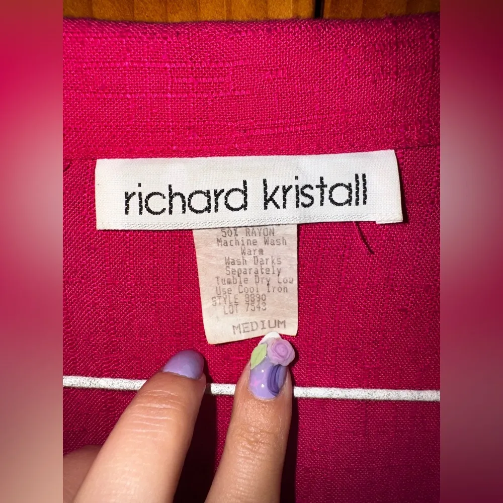 Vintage Richard Kristal Bright Pink Women's Jacket by Size M - Image 3