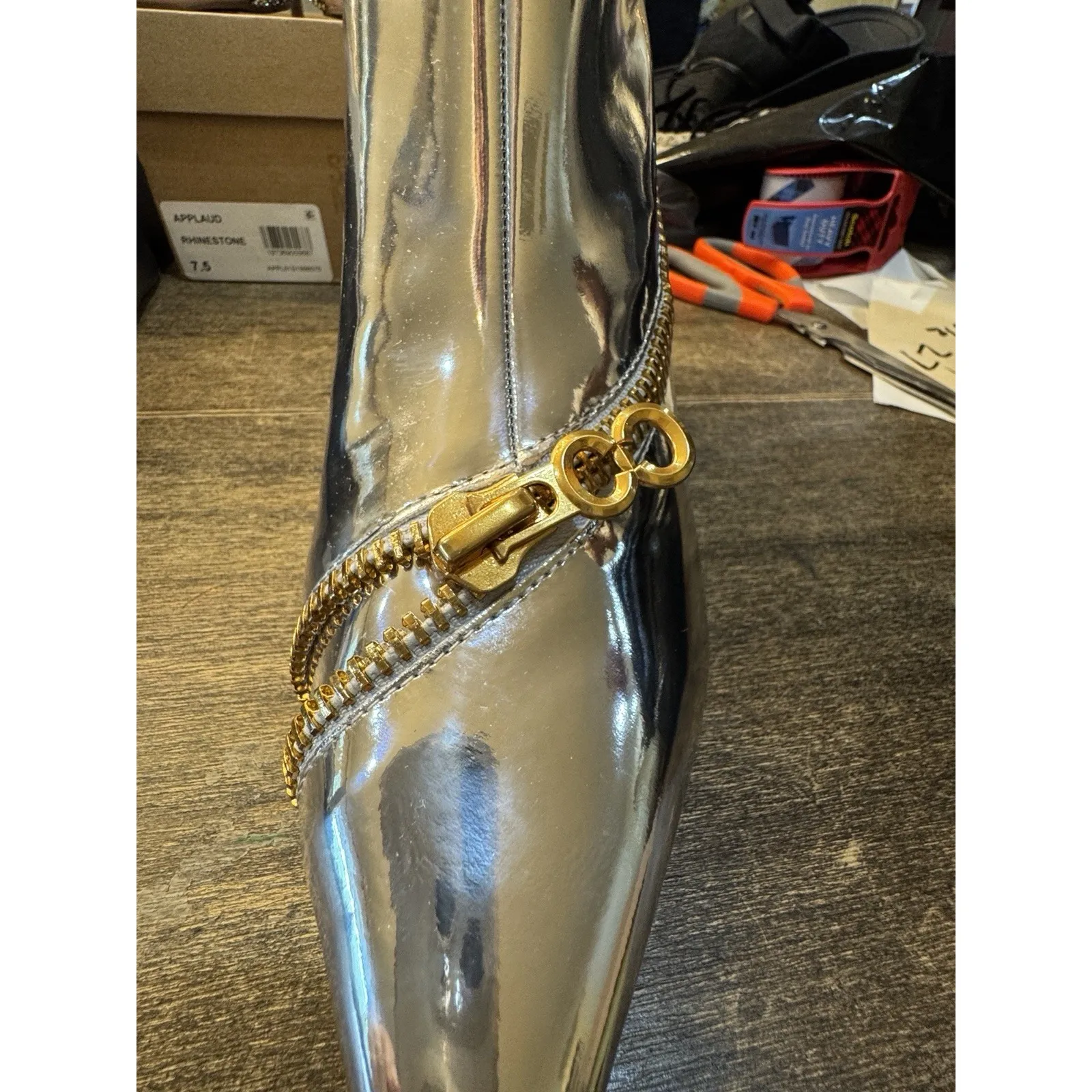 Sam Edelman Circus NY Women's Sia Ankle Boot Size 7.5 Retro Go-Go Shiny Metallic - Image 4