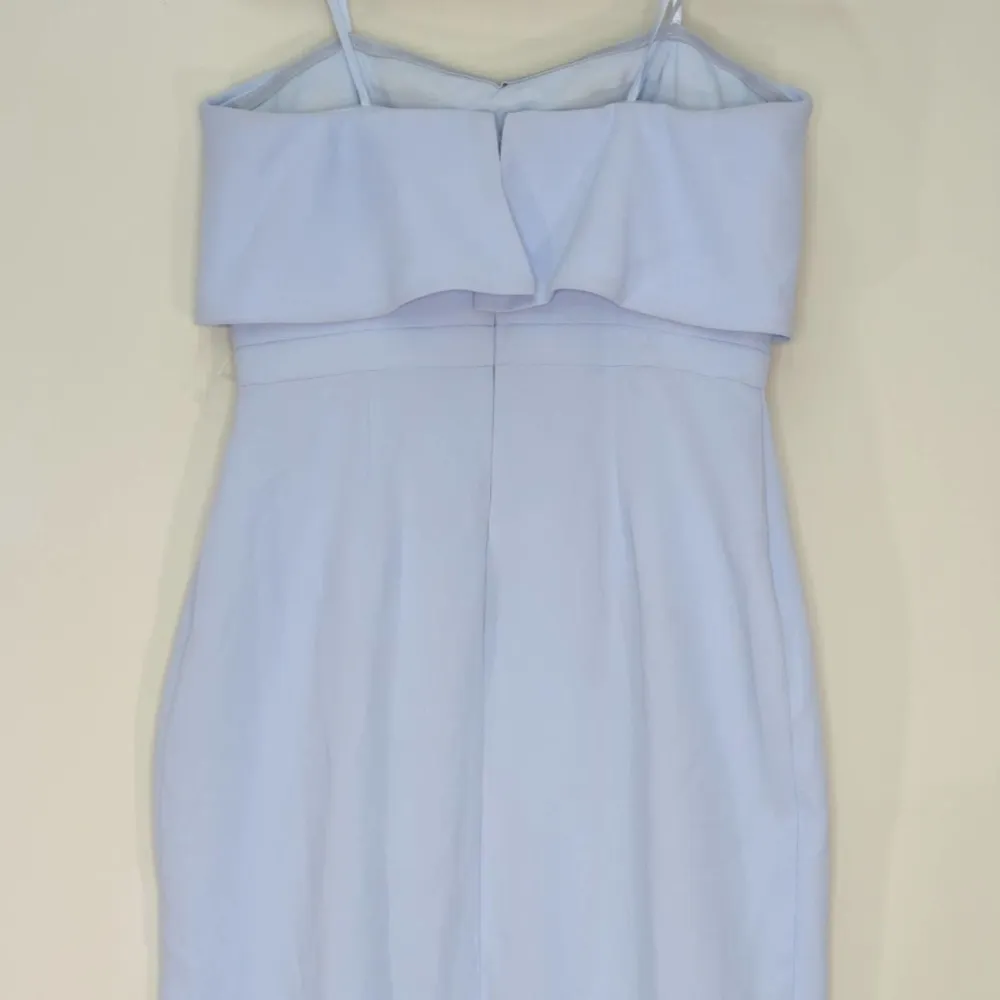 Xscape‎ Womens Dress Midi Strapless Ruffle Hi-Lo A-Line Bustier Crepe Blue 14 - Image 7