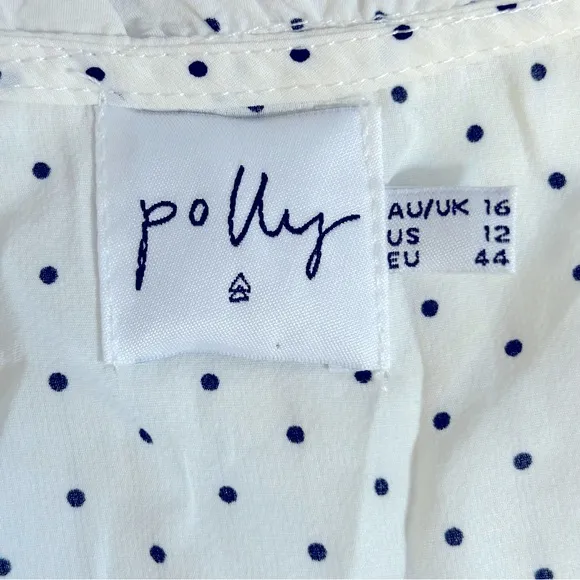 Polly Black and White Polka Dot V-Neck Tiered‎ Dress Size 12 - Image 7
