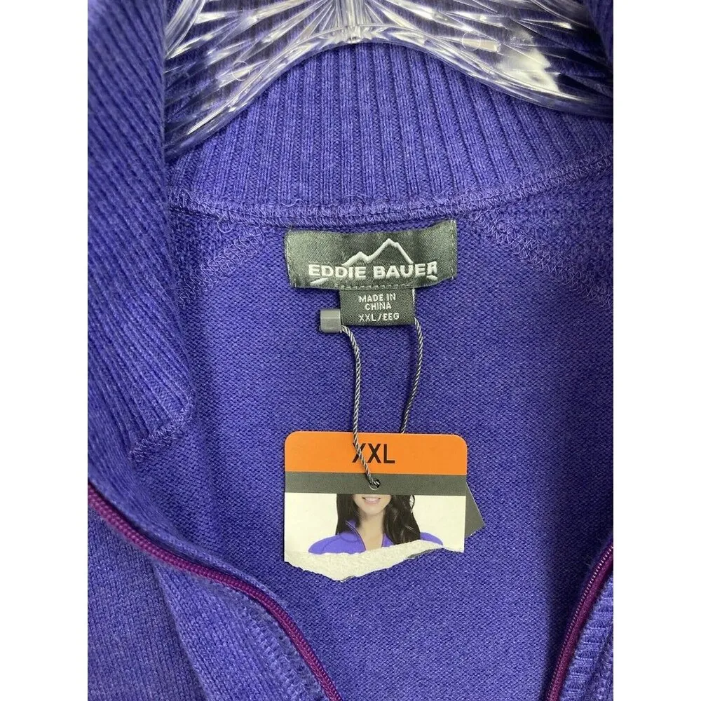 *New Eddie Bauer 1/2 Zip Pullover Sweater Womens Size XXL Purple Activewear Top - Image 3