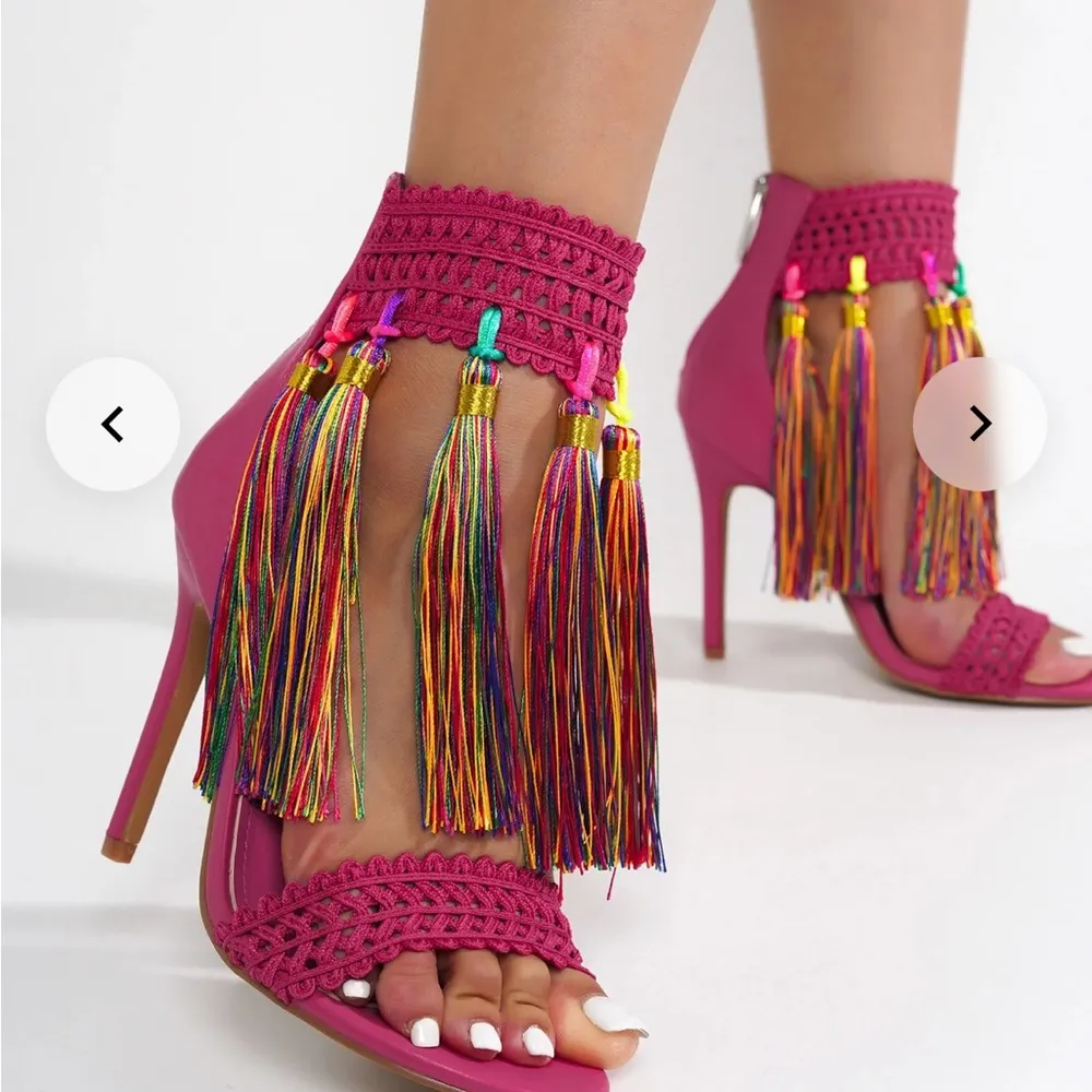 open round toe pink stilettos heels sandals - Image 6