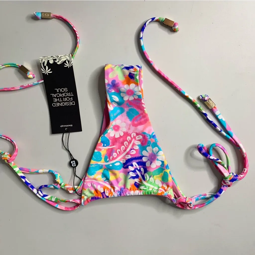 Blackbough Medium NEW Swim Thong Tie Bikini Bottom Floral Colorful Pink - Image 3