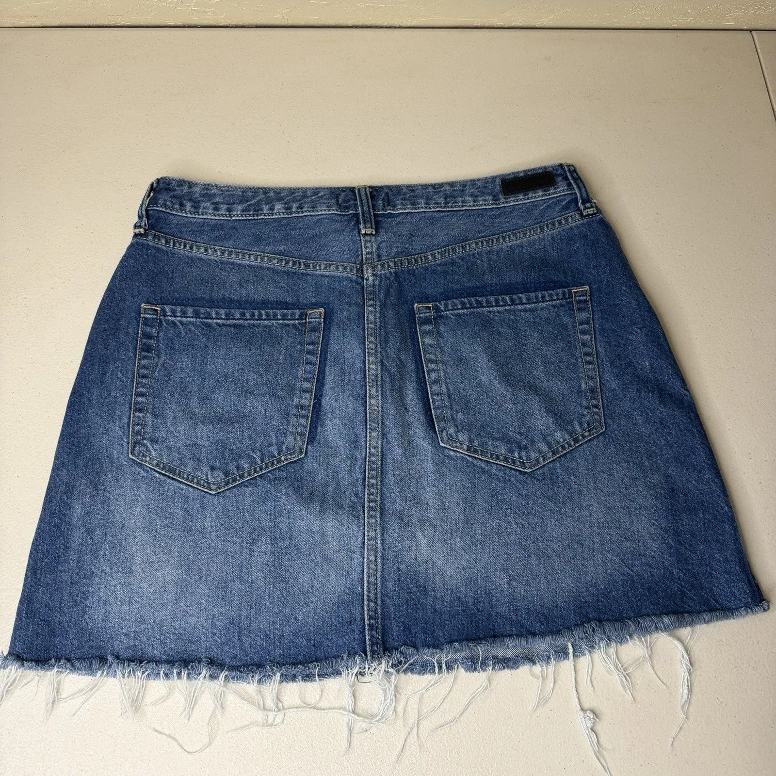 Abercrombie & Fitch Womens Denim Skirt Size 31 Blue Raw Hem A Line Cotton - Image 7