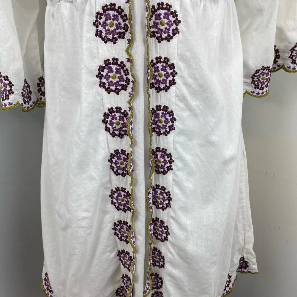 Anthropologie Mermaid Boho Floral Embroidered Tunic Coverup XS Peasant Romantic - Image 3