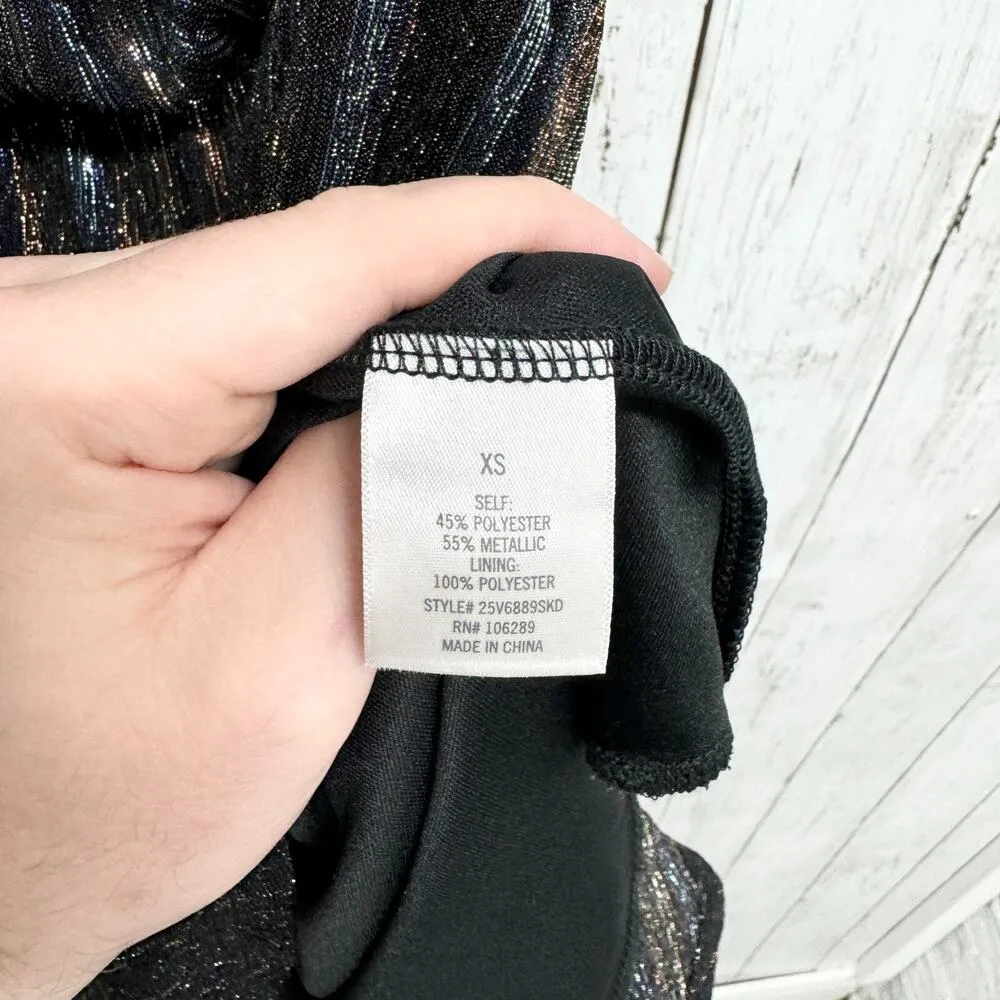 Francescas Dress Women Size XS Sparkly Spaghetti Black Gold Sparkle Cocktail NWT - Image 5