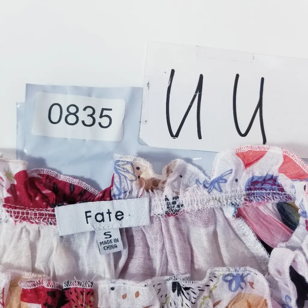 Fate Ruffle Floral and Geometric Patterned Women's Top Red - Image 4