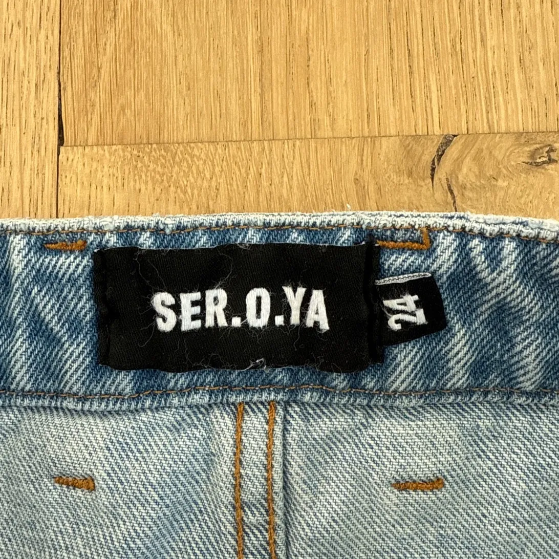 SER.O.YA mini Skirt Denim Slit Zuri Size 24 Blue - Image 2