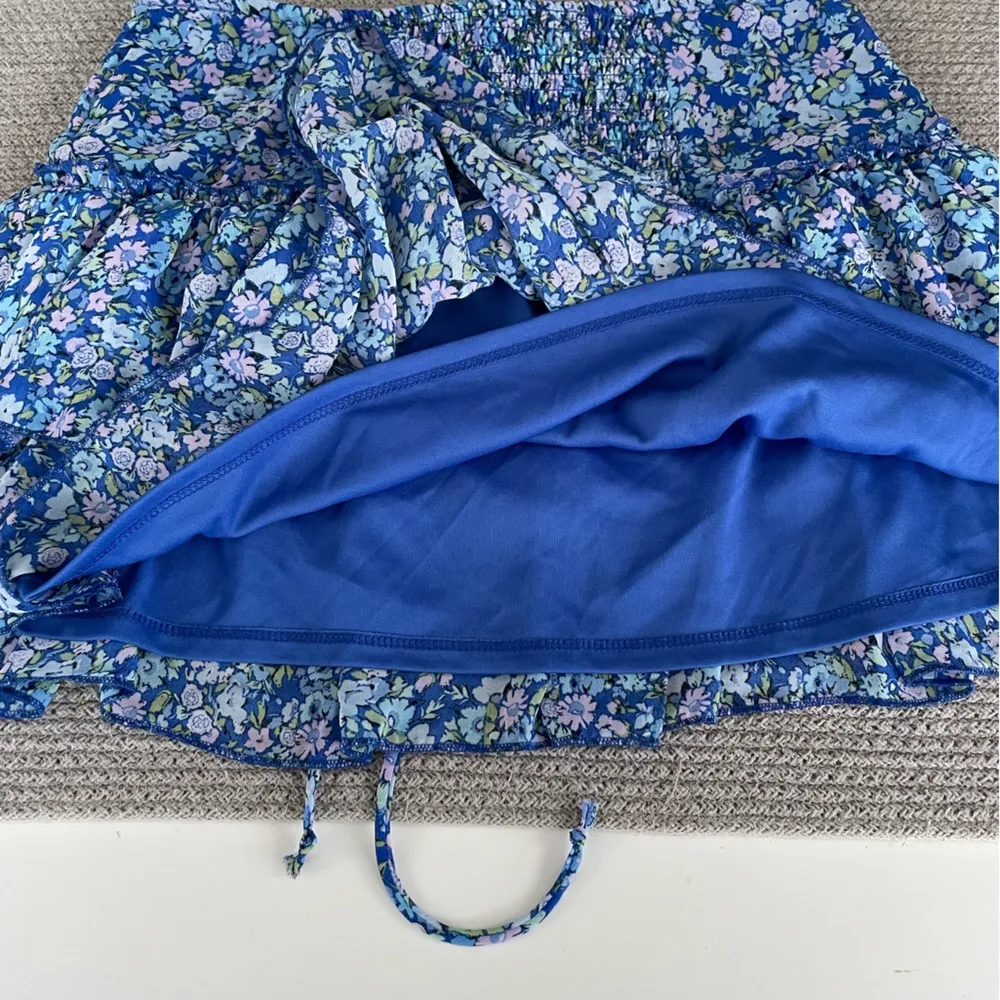 Wild Fable Blue Floral Flounce Ruffled Elastic Waist Mini Skirt Size Small - Image 4