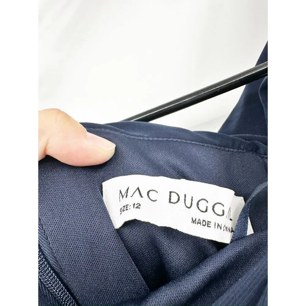 Mac Duggal 12231 Midnight Beaded Cuff Drop Shoulder Faux Wrap Gown 12 NWT - Image 6