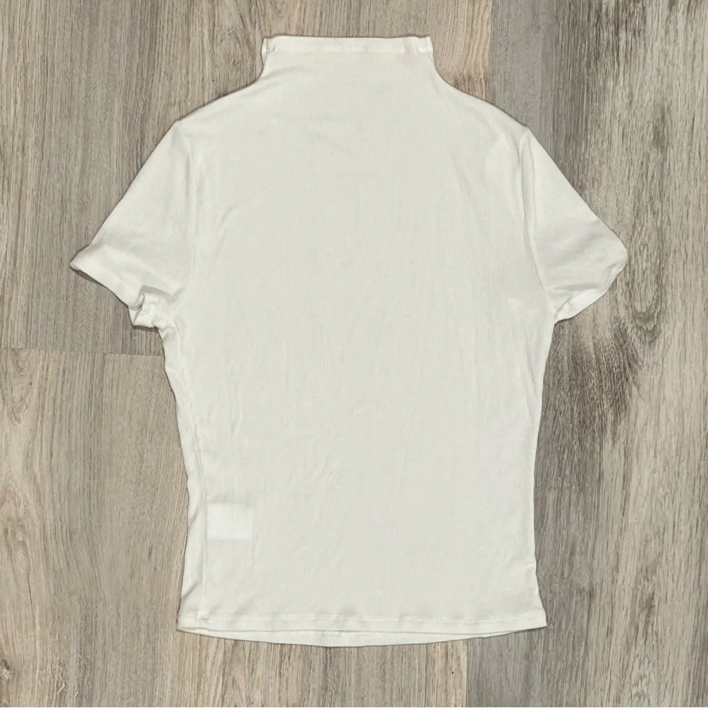 Paige Women’s Ivory White High Neck Modal Short Sleeve Top Shirt Size XS - Image 6