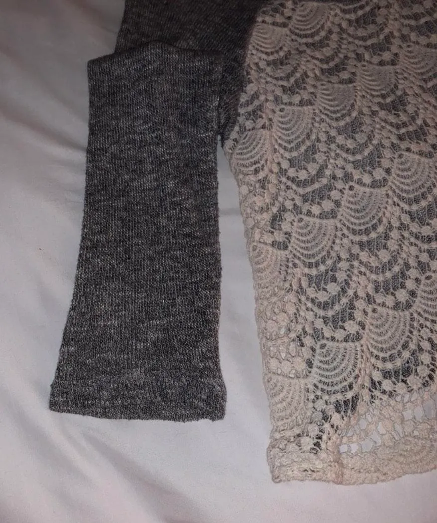 Woven Grey Long Sleeve Sweater Shirt Gray - Image 2