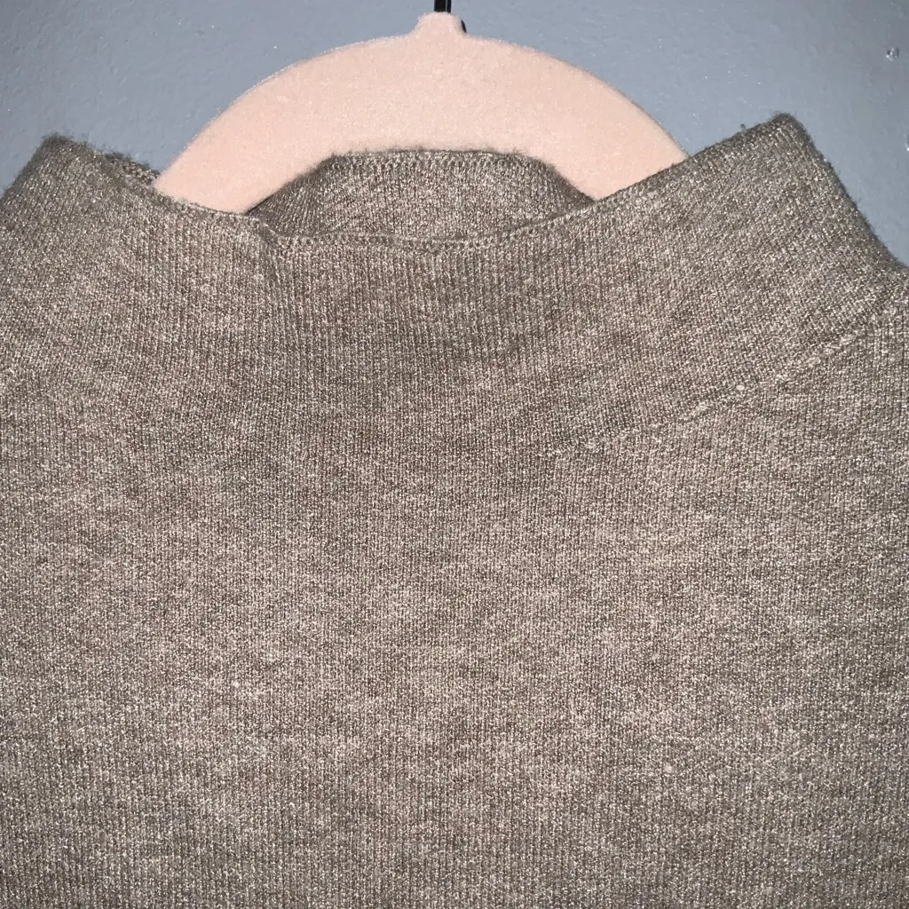 Nicole Miller Tan & White Striped High Neck Soft Knit Sweater XL - Image 5