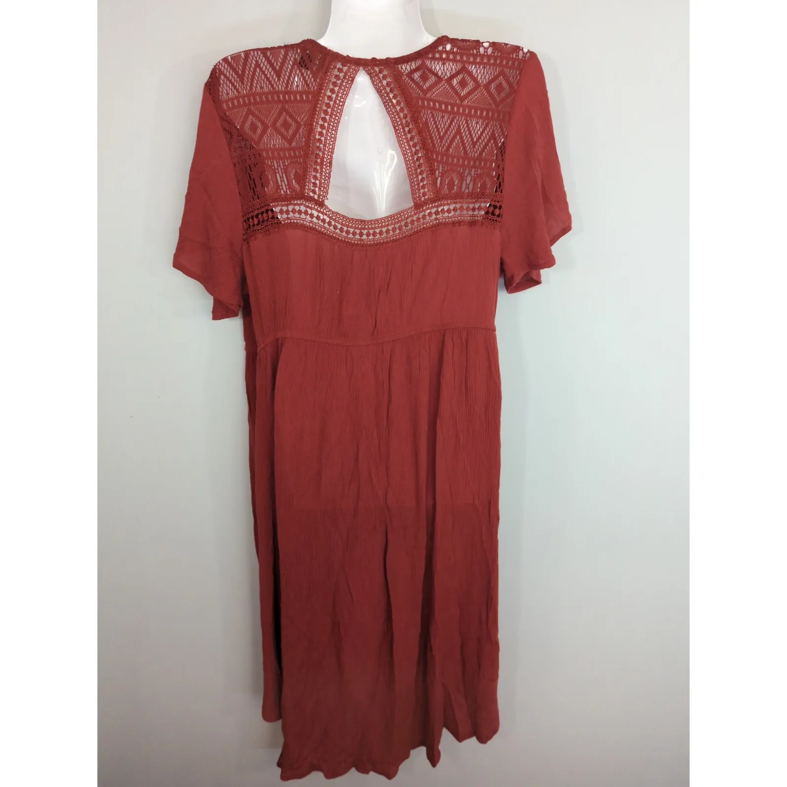 Almost Famous Tie Front Hi-Low Burnt Orange Bohemian Kimono MEDIUM NWT - Image 5