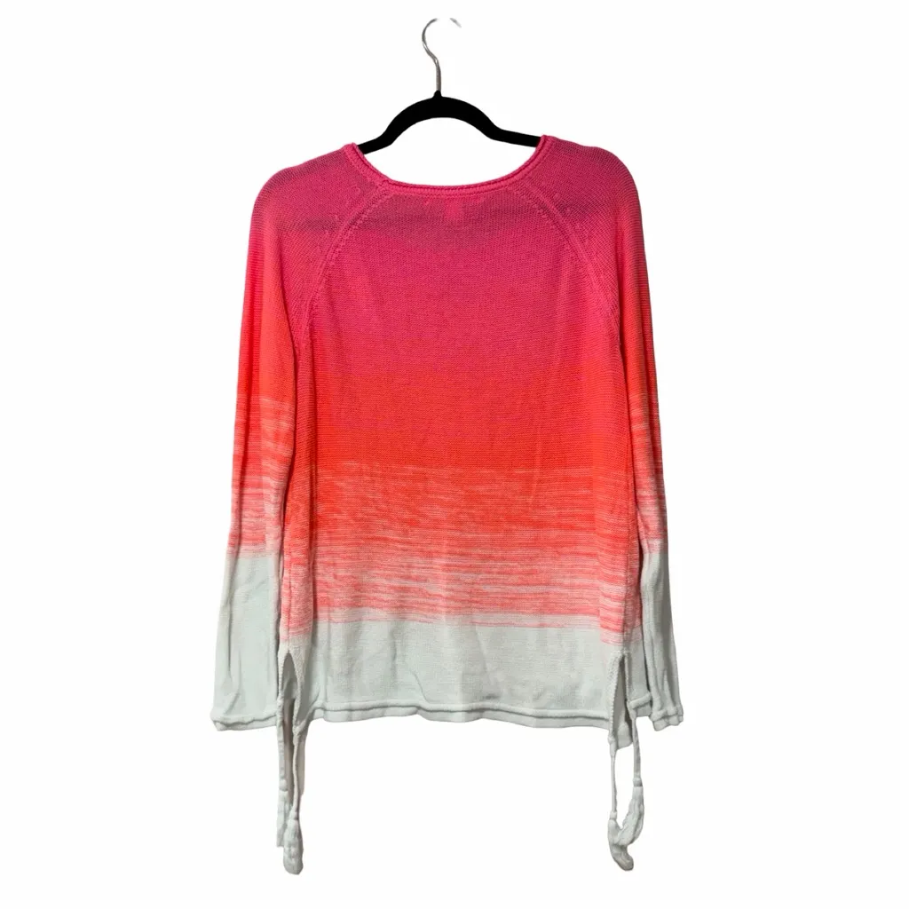 LILLY PULITZER Jody Crewneck Knit Ombre Sweater Pink Neon White Sz M - Image 3