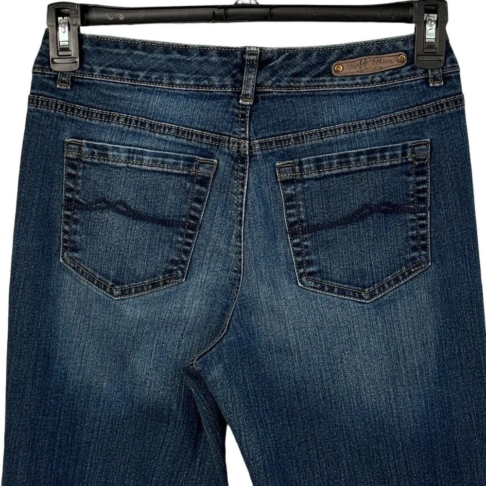 Ruff Hewn SZ 4S SHORT Bootcut Jeans Mid-Rise Pockets Stretch Whiskered Blue - Image 5