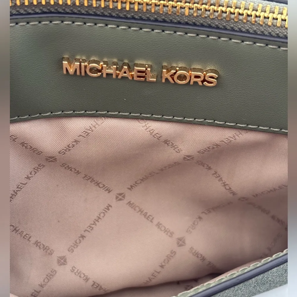 Michael Kors Olive Monogram Leather Small Crossbody - Image 12