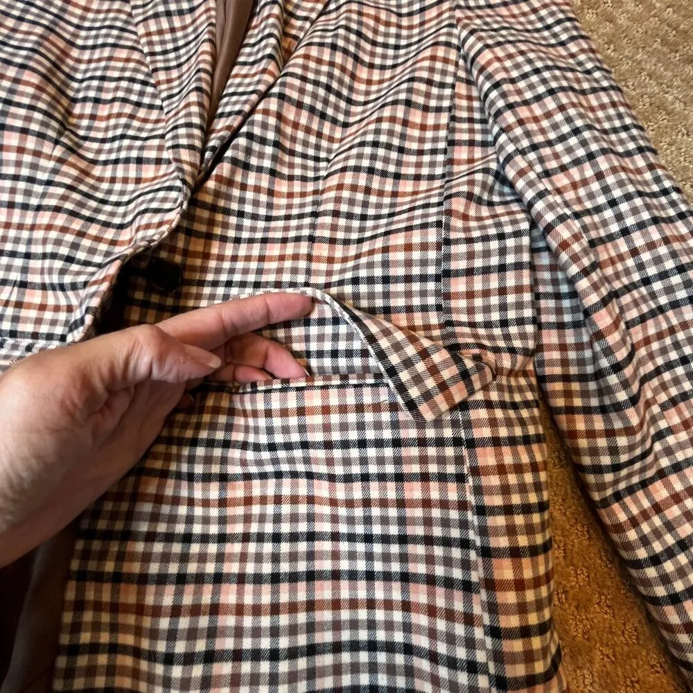 A NEW DAY Autumn Plaid 2 Button Blazer Jacket Brown Preppy Academia Old Money - Image 8