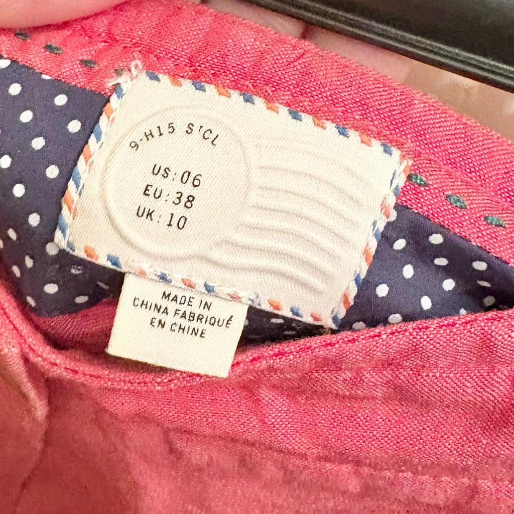 Anthropologie Postmark Wrap Ruffle Linen silk Skirt Pockets‎ Light Wash pink 6 - Image 4