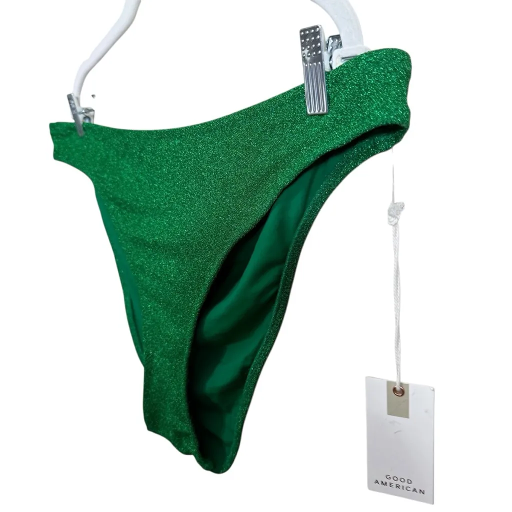 Good American Juniors 7 Green Shimmer Bikini Bottom NWT - Image 3
