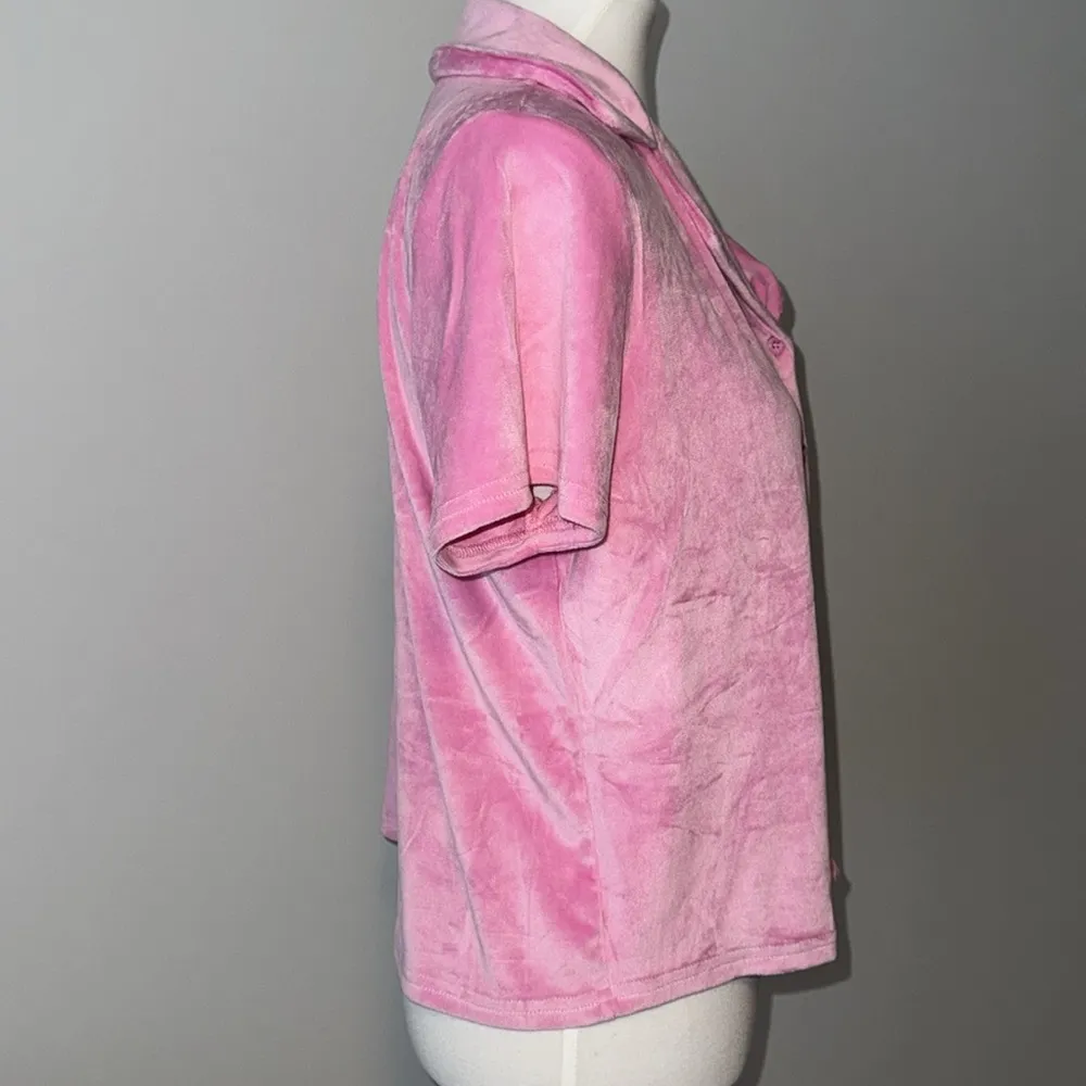Pink Velour Pajama Sleepwear Shorts and Top Set Women's Large - Image 5