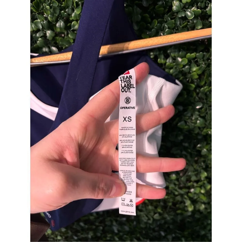 G/Fore Women’s G4 Sports Bra Blue Red White Size XS New - Image 4