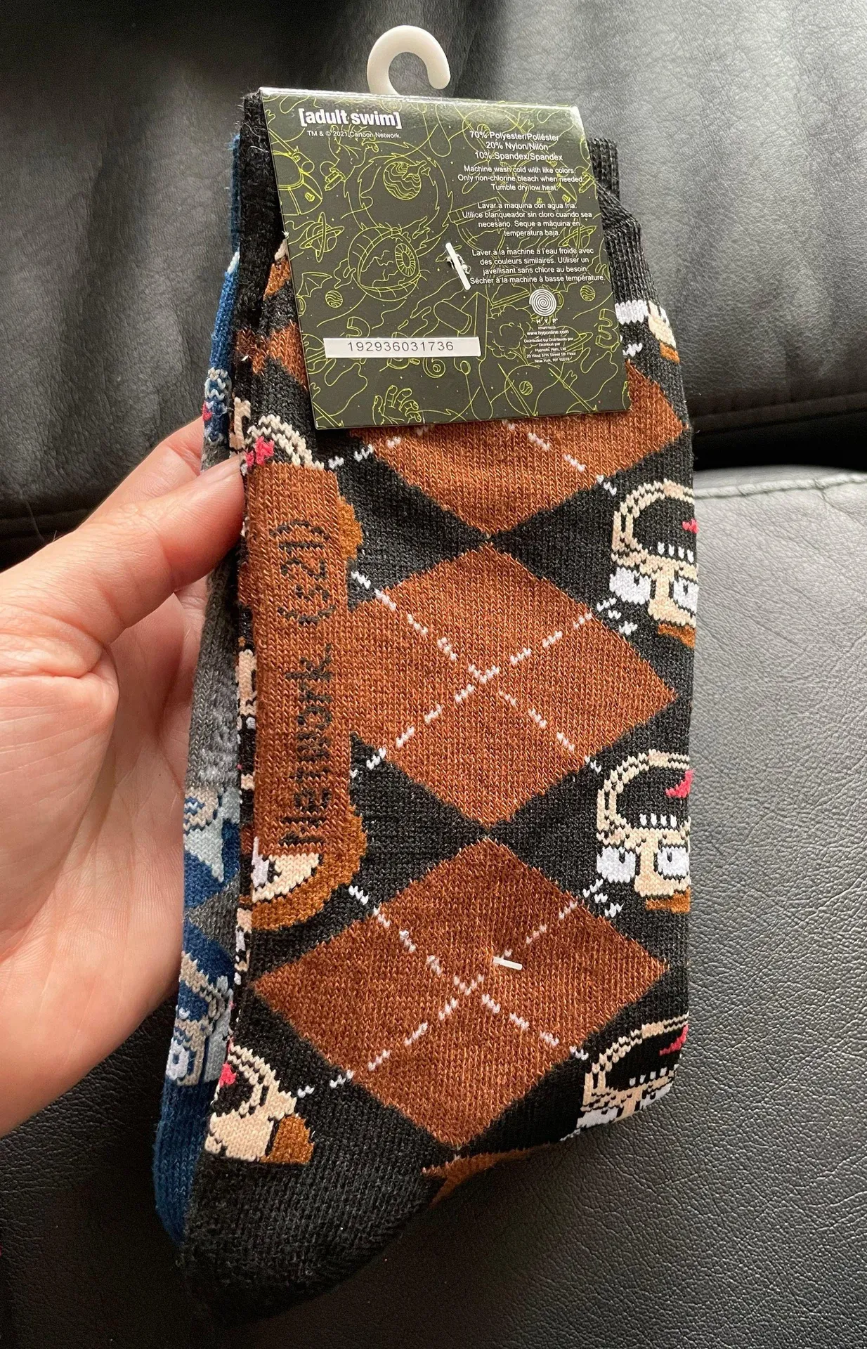 NWT Rick & Morty Socks Face Print Unisex  Cartoon Network multicolor plaid - Image 2