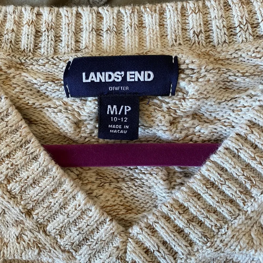 Lands’ End Drifter Ivory Sweater Size Medium Petite - Image 8