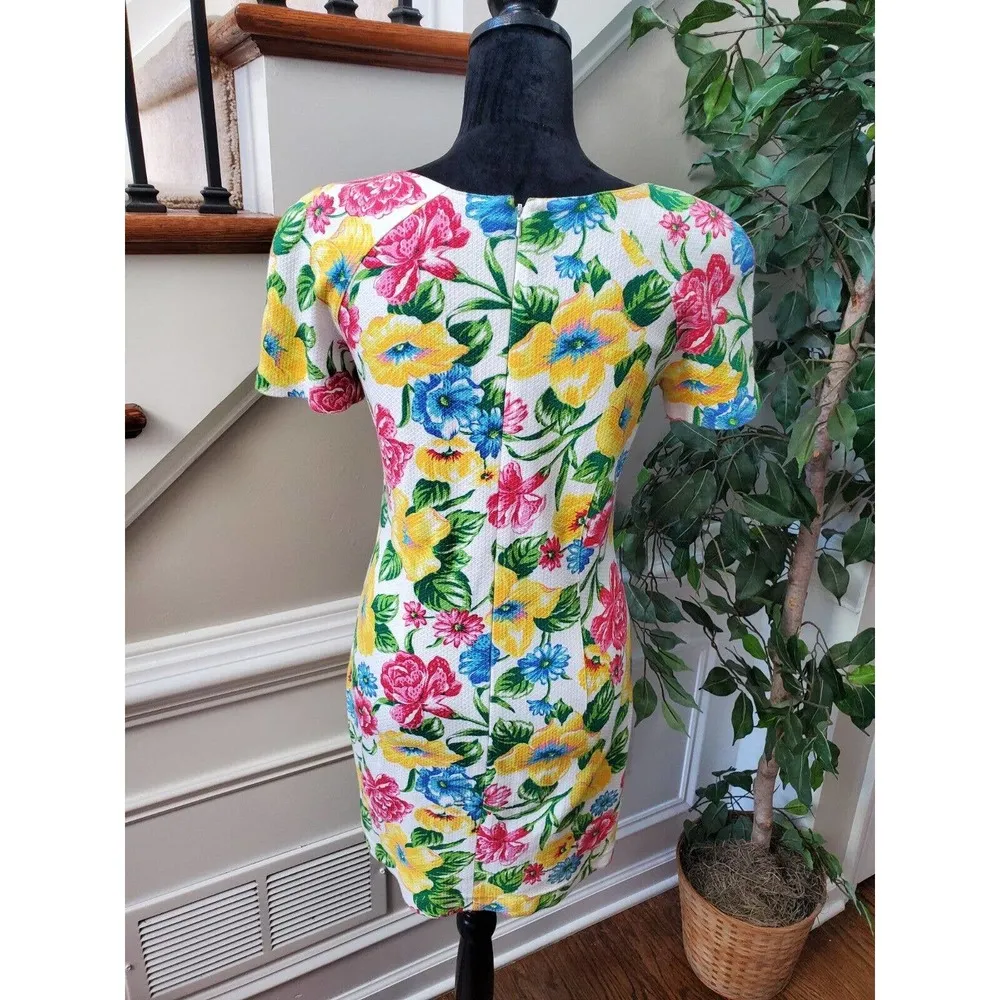 Adrienne Vittadini Women Cotton Round Neck Short Sleeve Knee Length Dress Size 4 - Image 6