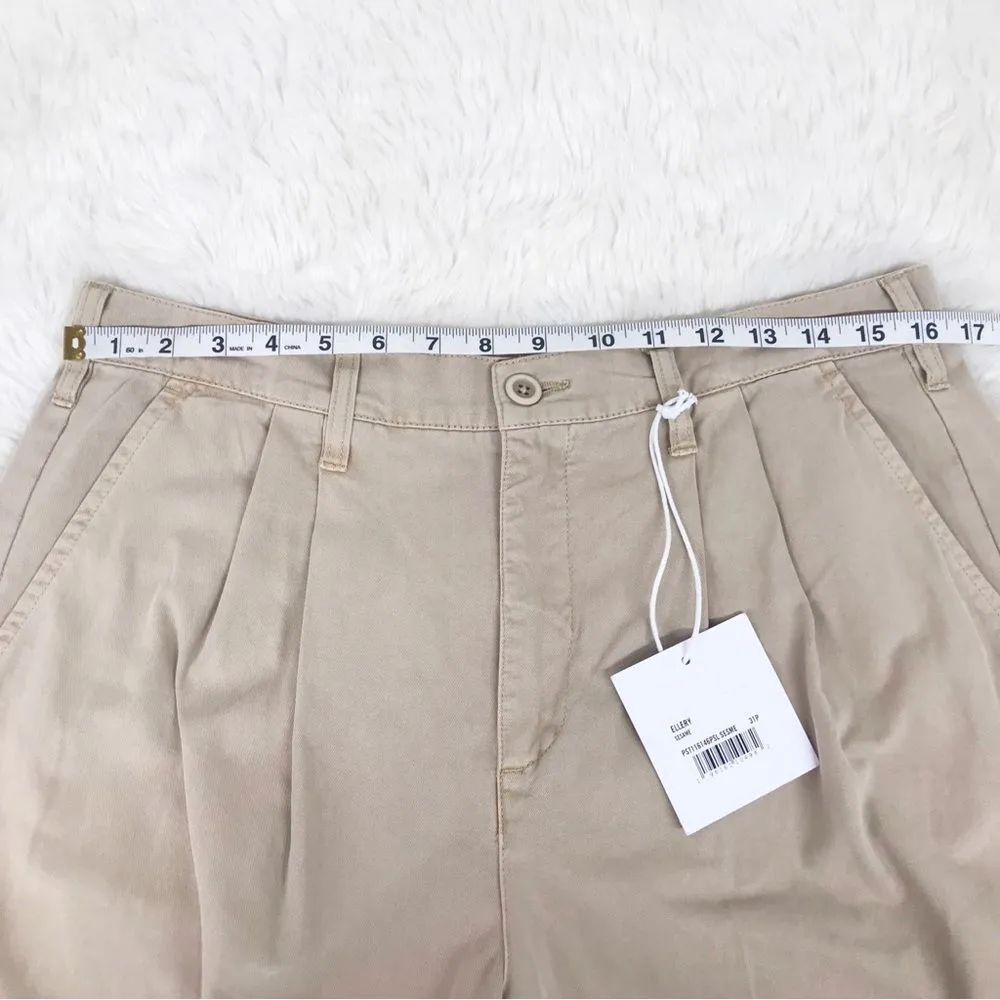 PISTOLA Ellery High Waist Wide Leg Trouser Pant Tan Sesame Size 31 Petite New - Image 12