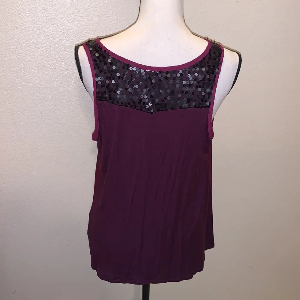 Studio Y purple sheer sequined zip up sleeveless blouse - Image 6