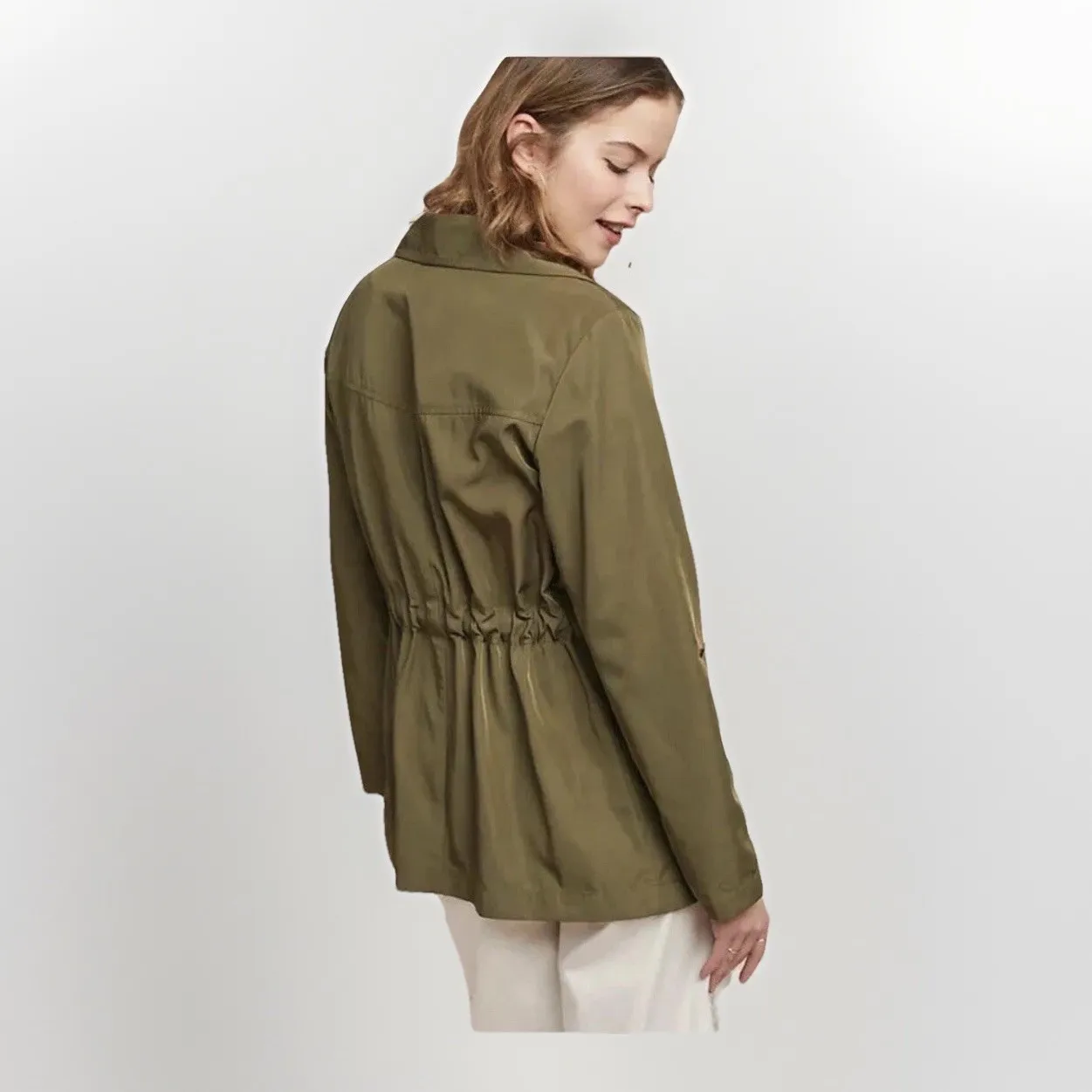 Anthropologie Utility Jacket Size Small Gisborne Obi Trench Anorak Coat in Olive - Image 3