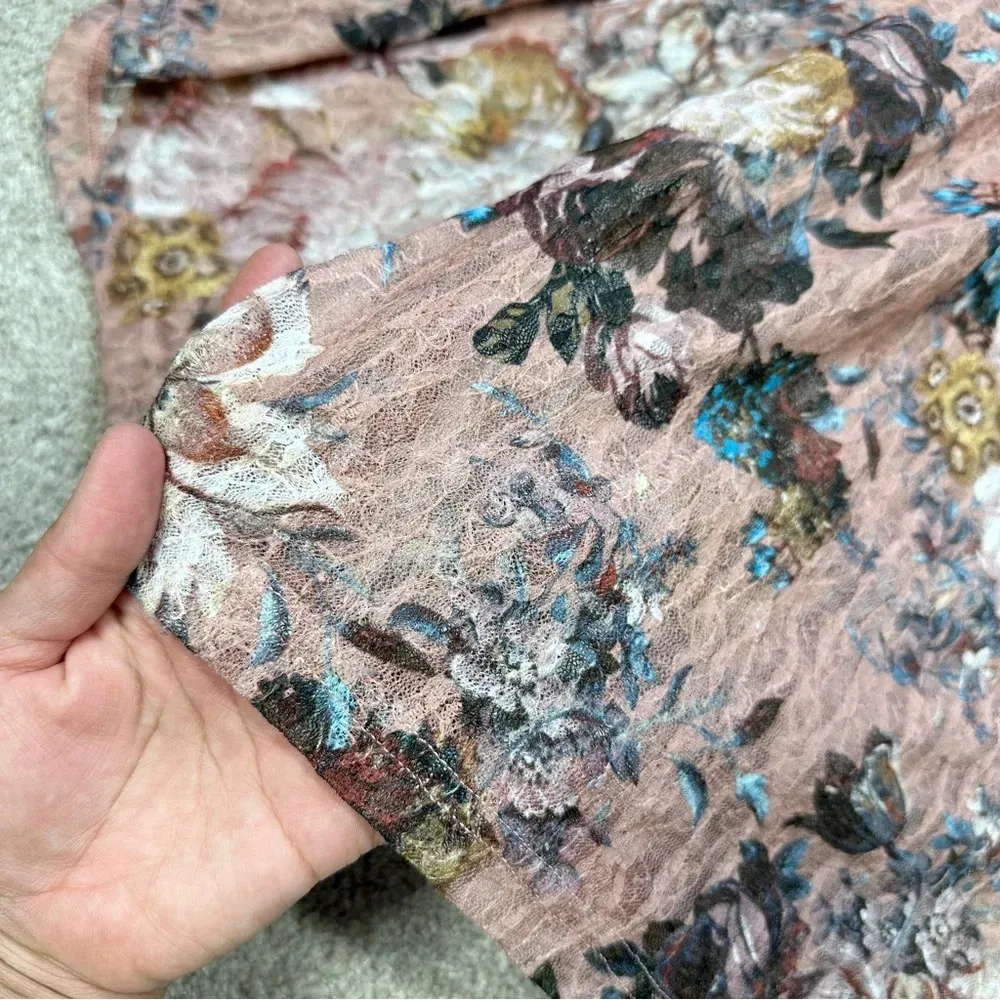 Anthropologie Akemi + Kin Floral Lace Patrizia Bell Sleeve Smocked Top Boho S - Image 11