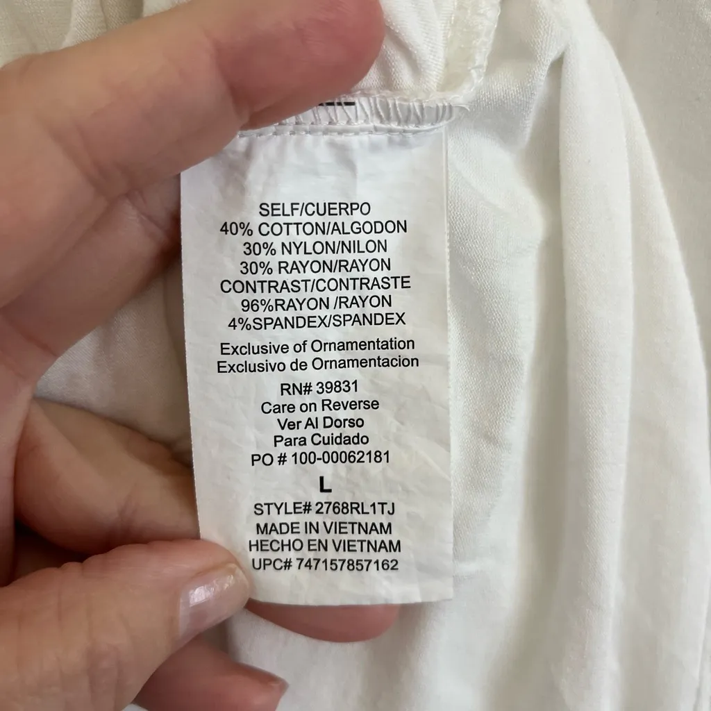 Takara White Lace Tank Top Blouse Size L - Image 7