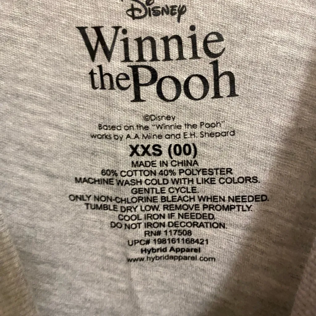Disney Winnie The Pooh & Friends Womens  Tee T Shirt XXS 34” Light Gray Graphic - Image 4