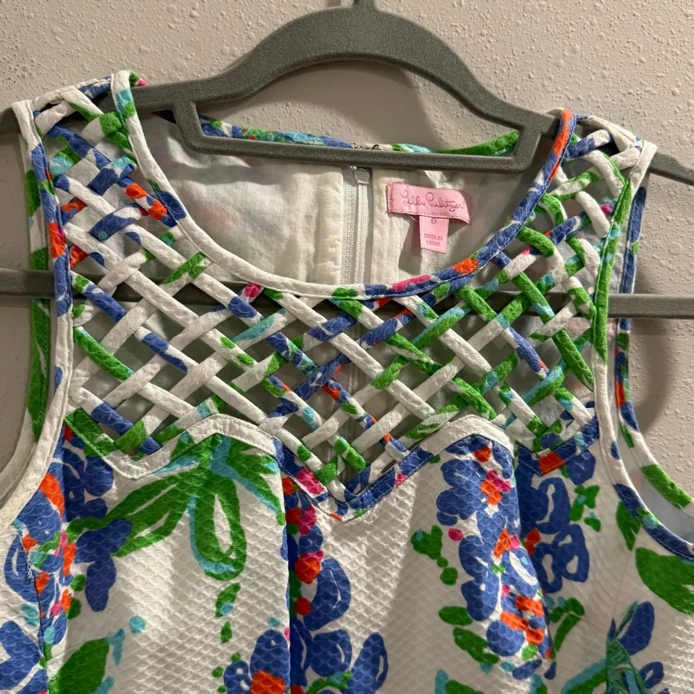 Lilly Pulitzer Women’s 0 Blue Floral Ricci Shift Dress Coastal Resort Preppy - Image 4