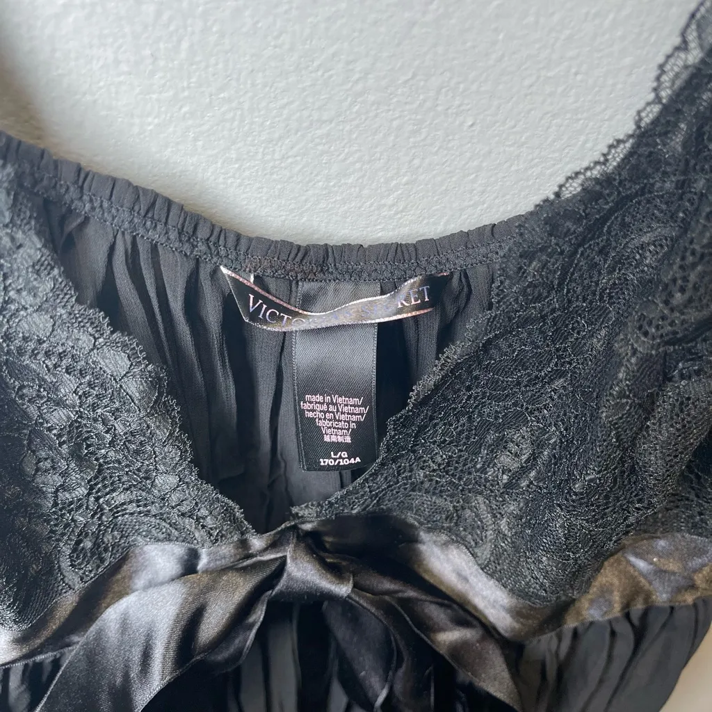 Victoria's Secret Lace & Chiffon Pleated Babydoll Chemise Black Size‎ L - Image 4