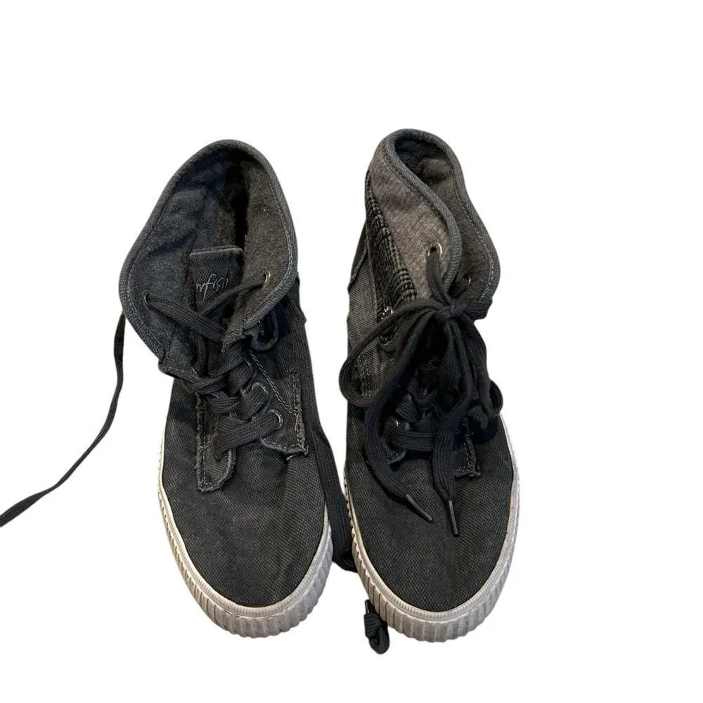 Blowfish Malibu Crawberry grey and blue high top lace sneakers women’s size 8 - Image 4