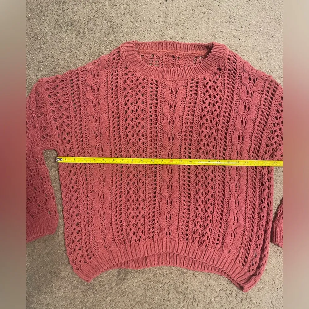 Pink Chunky Cable Knit Sweater Size M - Image 6