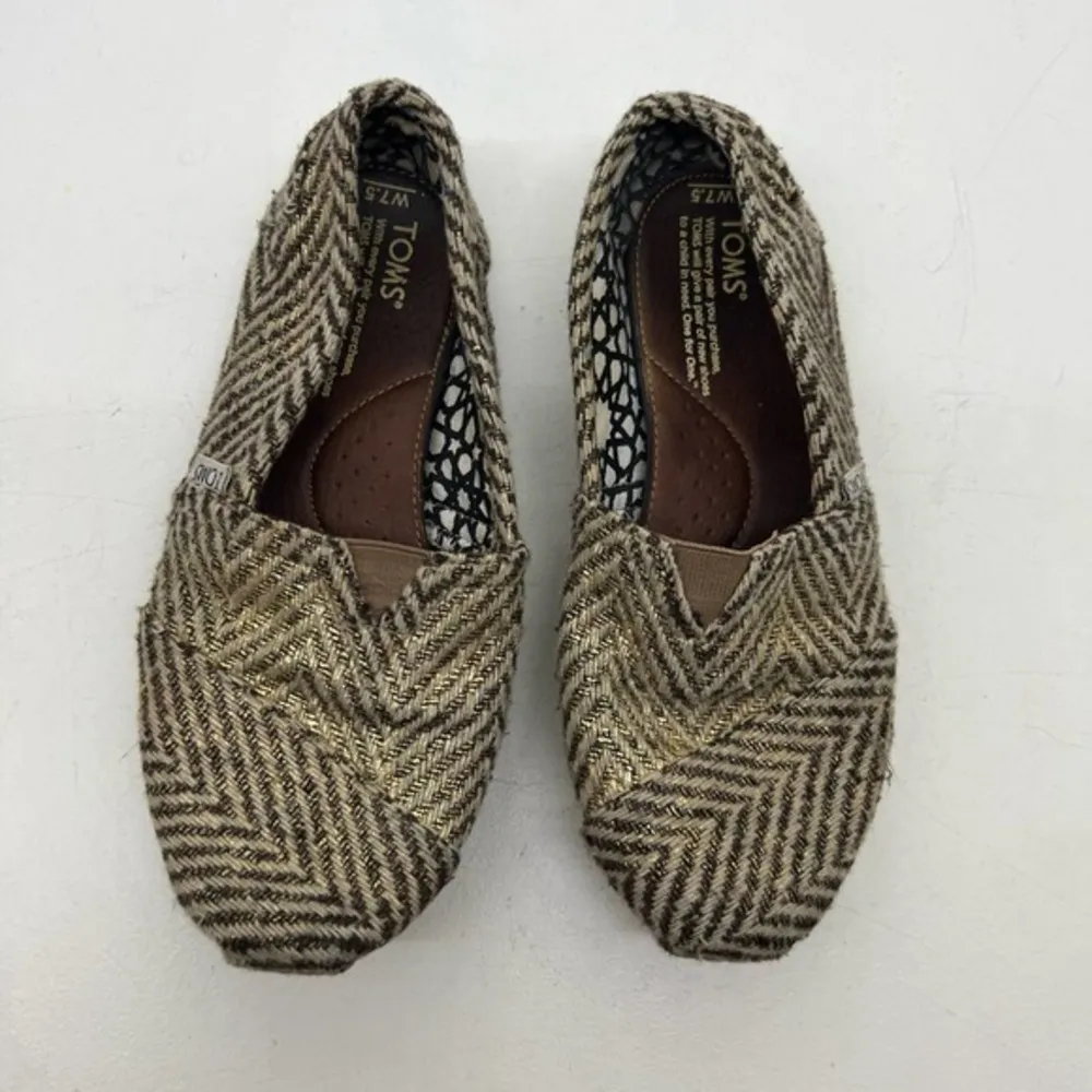 Toms Brown Fabric Knit Flat Casual Slip On Low Round Toe Shoes Women Size 7.5 - Image 2